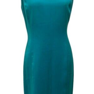 Kasper Teal Sleeveless Sheath Midi Dress 10P Workwear Office Business Casual